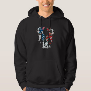 Boston Terrier Squad Red Wine & Blue Usa Flag Hoodie