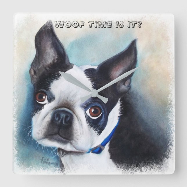 BOSTON TERRIER SQUARE WALL CLOCK (Front)