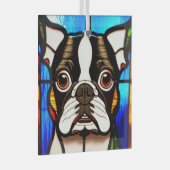Boston Terrier "Stained Glass"  Glass Ornament (Front Right)