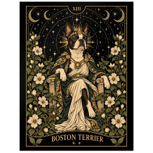 Boston Terrier, Starlit Tarot Art Postcard