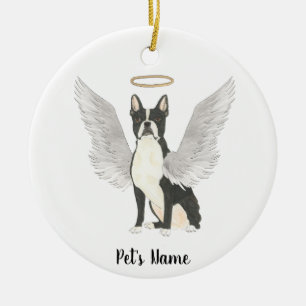 Boston Terrier Sympathy Memorial Ceramic Ornament