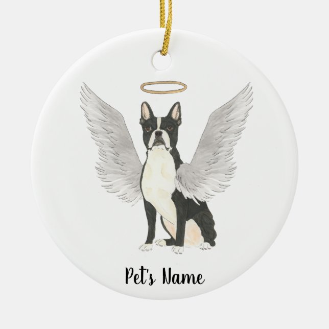 Boston Terrier Sympathy Memorial Ceramic Ornament (Front)