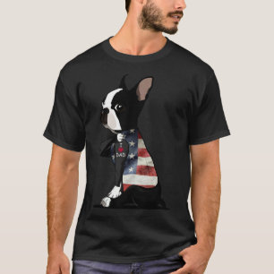 Boston Terrier Tattoos I Love Dad Fathers Day T-Shirt