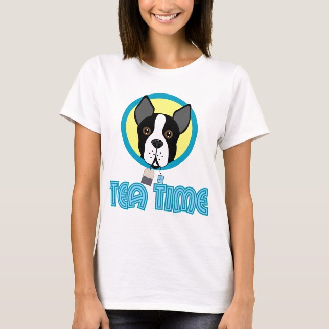Boston Terrier Tea Party T-Shirt (Front)