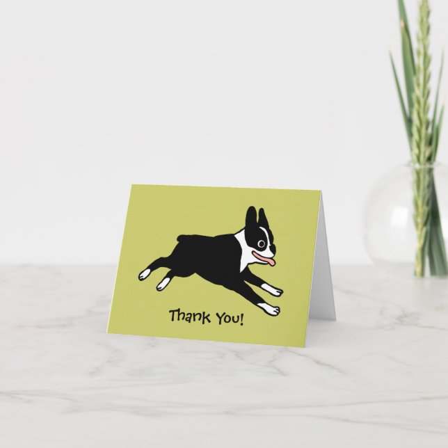 Boston Terrier Thank You (Customizable) Card (Front)