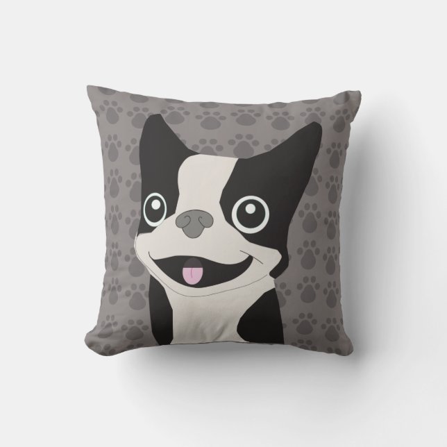 Boston Terrier Throw Pillow (Front)