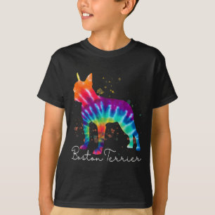 Boston Terrier Tie Dye Rainbow Dog Lover T-Shirt