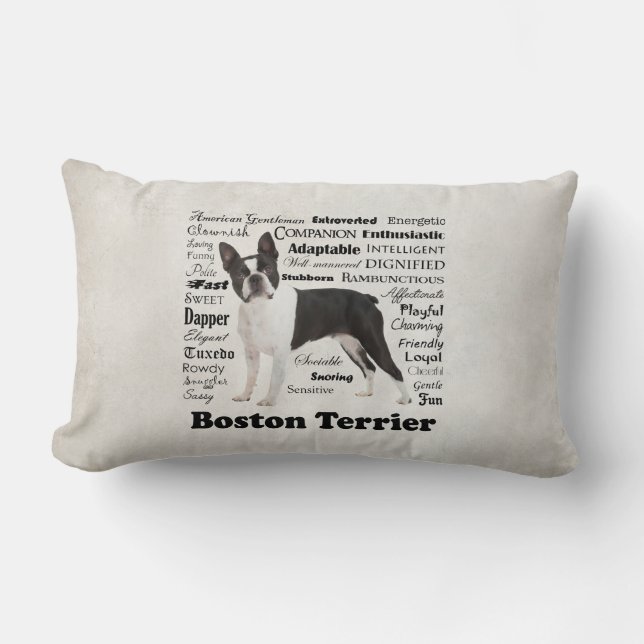 Boston Terrier Traits Pillow (Front)
