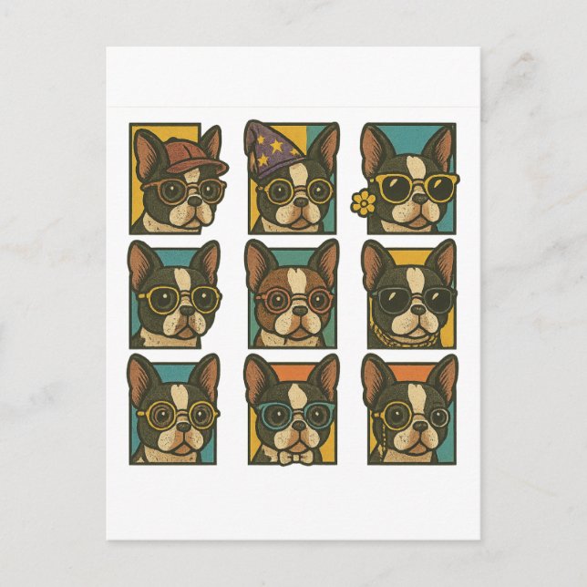 Boston Terrier Trendsetters Postcard (Front)
