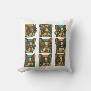 Boston Terrier Trendsetters Throw Pillow