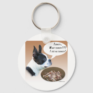 Boston Terrier Turkey Keychain