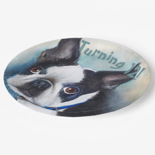 Boston Terrier Turning 12 PARTY Paper Plate