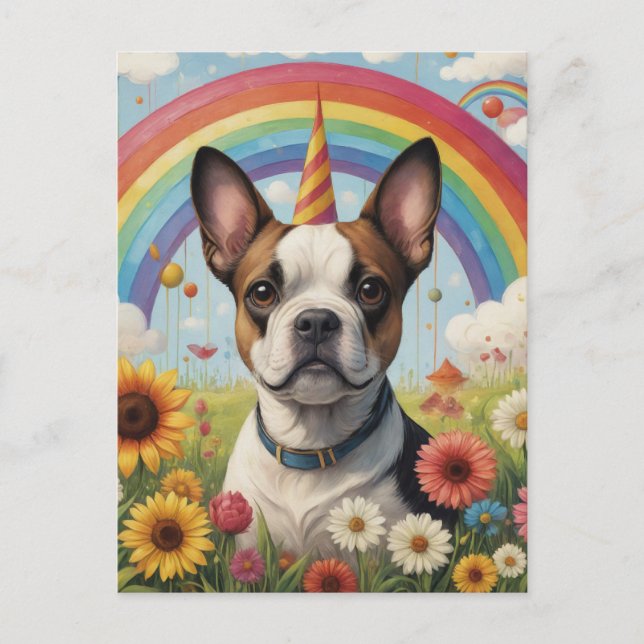 Boston Terrier Unicorn Postcard (Front)