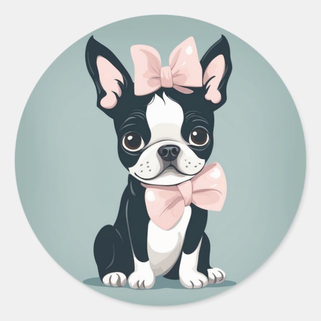 Boston Terrier with Bow Sticker (Front)