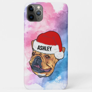 Boston Terrier with Christmas Hat Holiday Dog iPhone 11 Pro Max Case