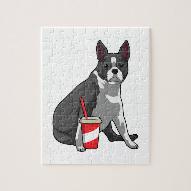 Boston Terrier with Drink Jigsaw Puzzle (Vertical)