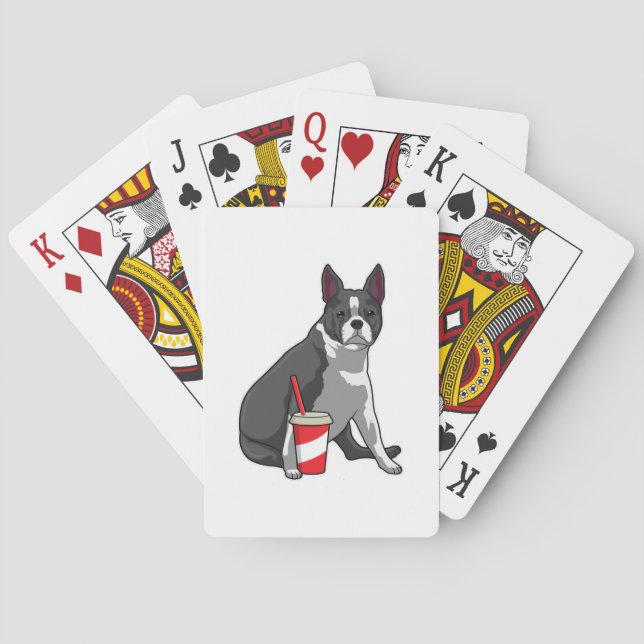 Boston Terrier with Drink Playing Cards (Back)
