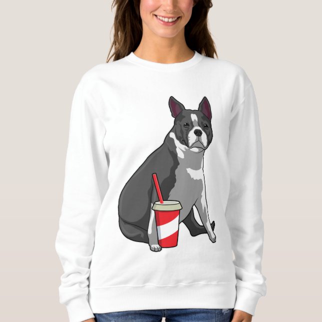Boston Terrier with Drink Sweatshirt (Front)
