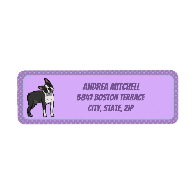 Boston Terrier with Light Purple Paw Prints (Front)