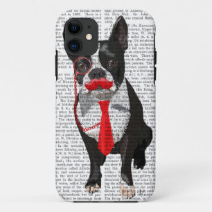 Boston Terrier With Red Tie and Moustache 2 iPhone 11 Case