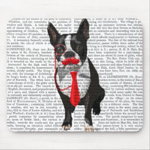 Boston Terrier With Red Tie and Moustache 2 Mouse Pad