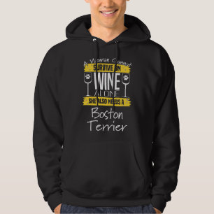 Boston Terrier Womens A Woman Cannot Survive On Wi Hoodie
