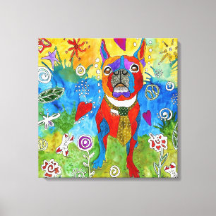 Boston Terrier Wrapped Canvas 20x20 (Customizable)