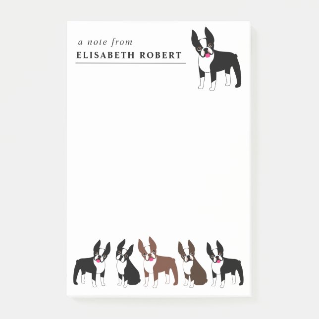 Boston Terriers Black and White and Red Brown Post Post-it Notes (Front)