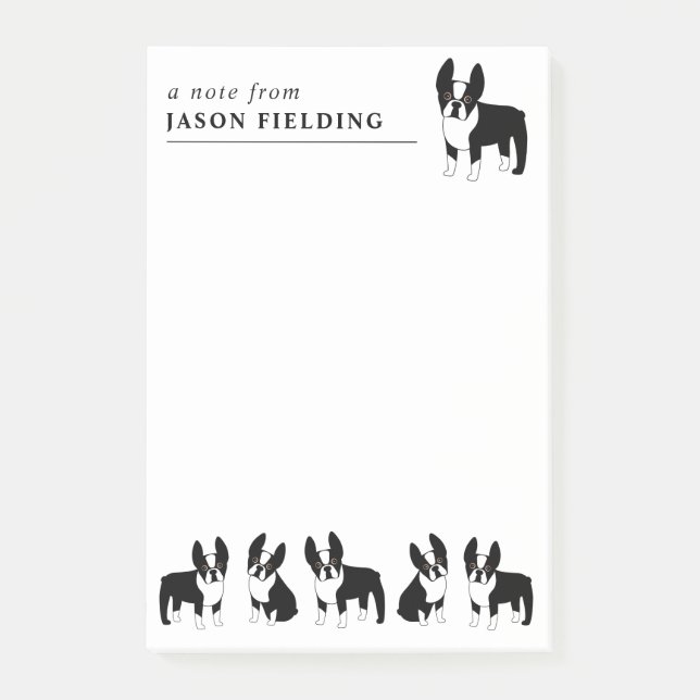 Boston Terriers Cute Black and White Dogs Post-it  Post-it Notes (Front)