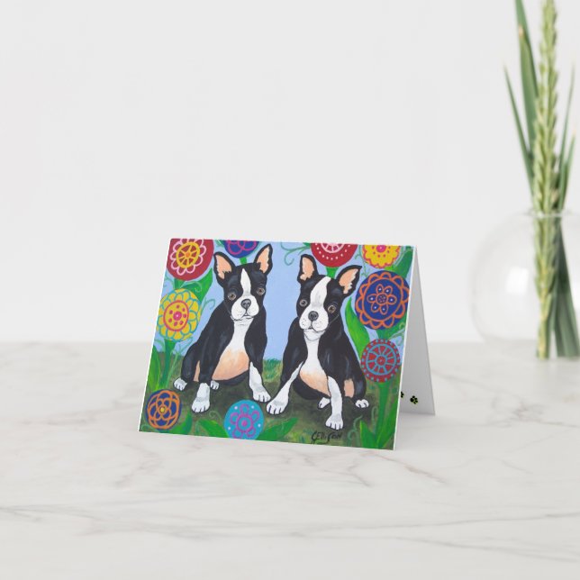 Boston Terriers "Friends" Notecard (Front)