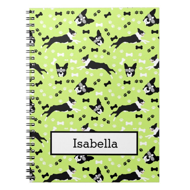 Boston Terriers Funny Dog Custom Notebook (Front)