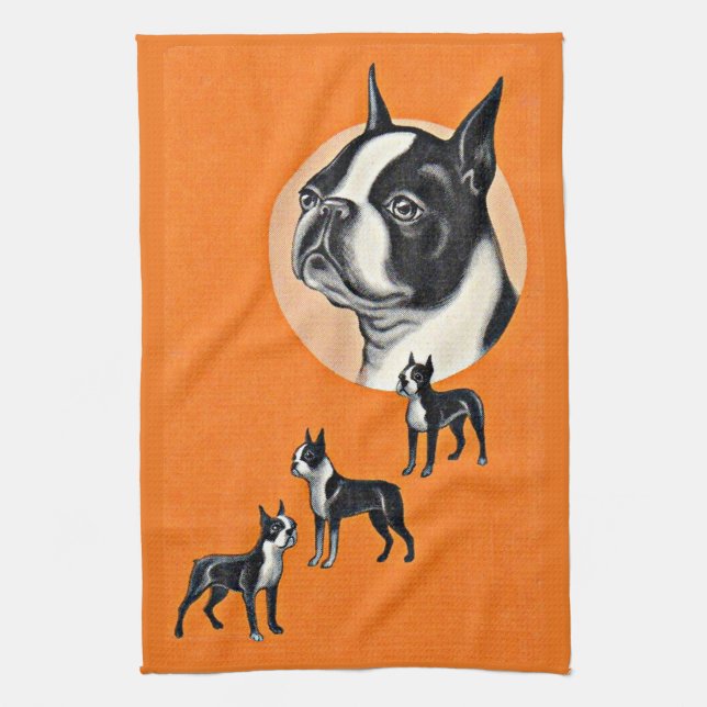 Boston terriers kitchen towel (Vertical)