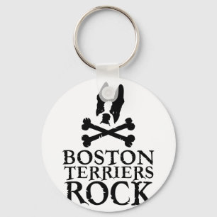 Boston Terriers Rock Keychain