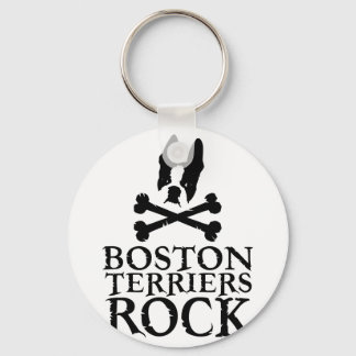 Boston Terriers Rock Keychain