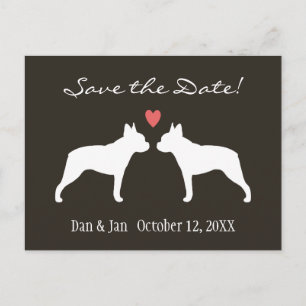 Boston Terriers Wedding Save the Date Announcement Postcard
