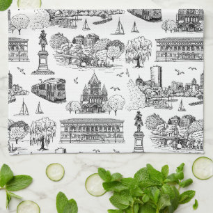 Boston Toile (Anniversary Ed.) Black/White Kitchen Towel