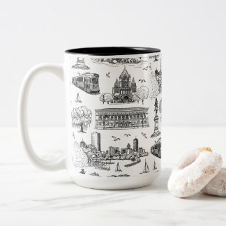 Boston Toile (Anniversary Ed.) Black/White Two-Tone Coffee Mug
