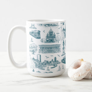 Boston Toile (Anniversary Ed.) Blue/White Coffee Mug