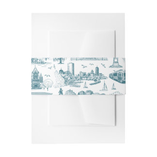 Boston Toile (Anniversary Ed.) Blue/White Invitation Belly Band