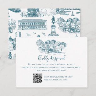 Boston Toile (Anniversary Ed.) Blue/White Thank You Card