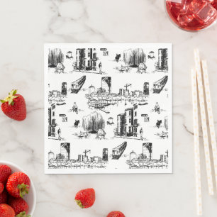 Boston Toile Black and White Napkin
