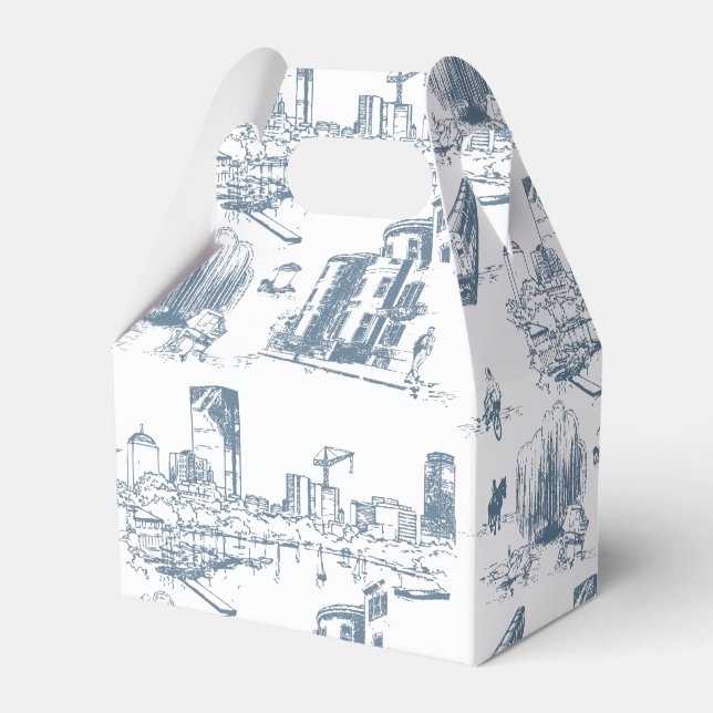 Boston Toile Blue Favor Box (Front Side)