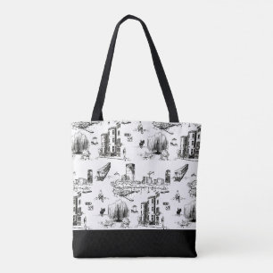 Boston Toile Colorblock Tote Bag