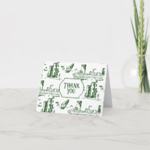 Boston Toile Forest Green Carte de remerciements