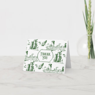 Boston Toile Forest Green Carte de remerciements