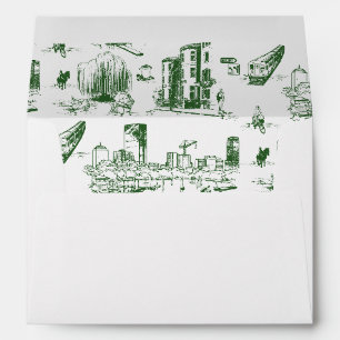 Boston Toile Forest Green Personalized Envelope