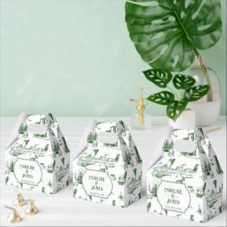 Boston Toile Forest Green Personalized Favour Box