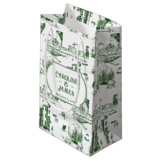 Boston Toile Forest Green Personalized Gift Bag