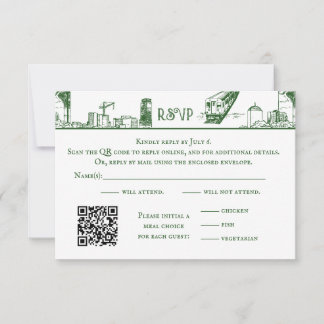 Boston Toile Forest Green RSVP Card
