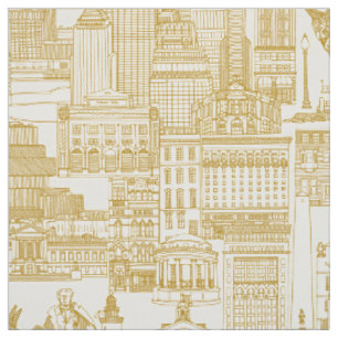 Boston toile gold pearl fabric